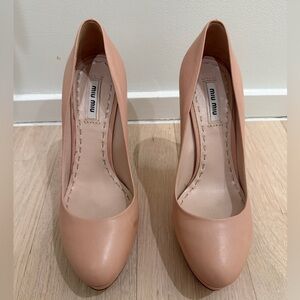 Miu Miu Women's Blush Leather Heels